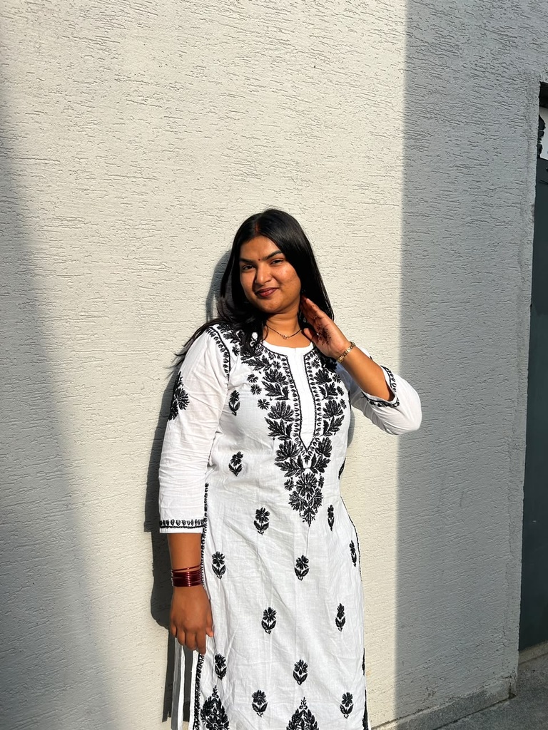 Oliy Ombre Cotton Kurti Black- White