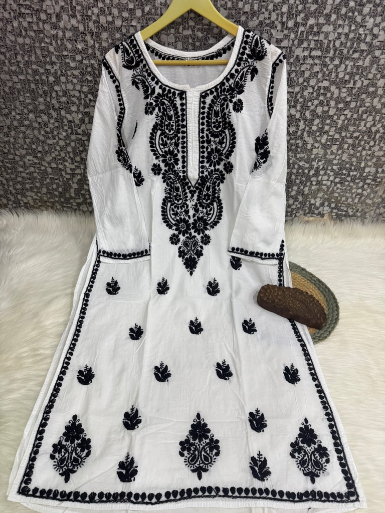 Oliy Ombre Cotton Kurti Black- White