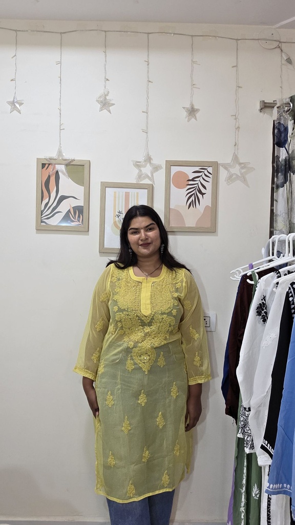 Ginni Georgette Chikankari + Mukesh Kurti