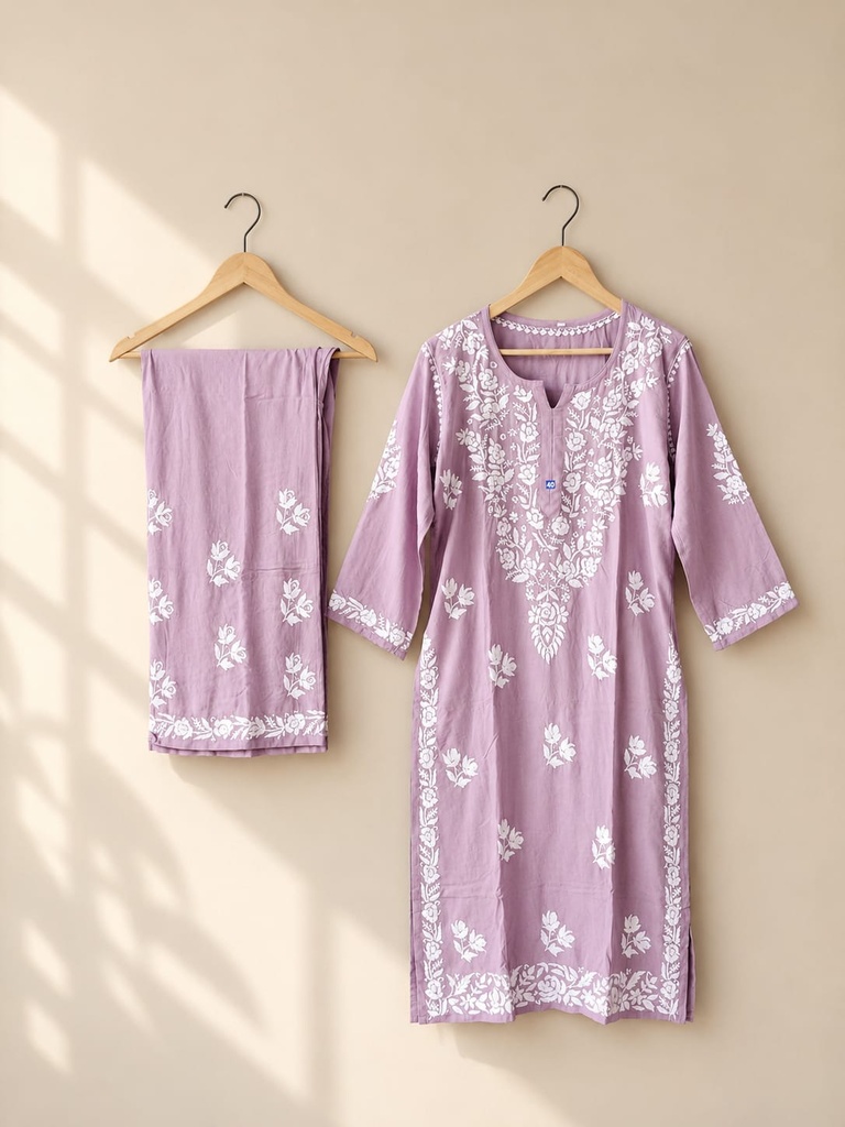 Sunhari Chikankari Kurti Set