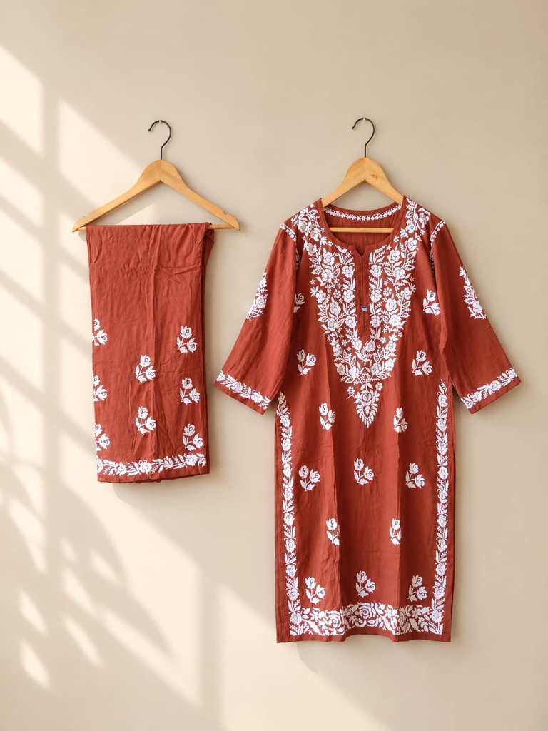 Sunhari Chikankari Kurti Set