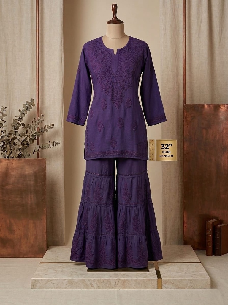 Kashish Chikankari Cotton Gharara Set